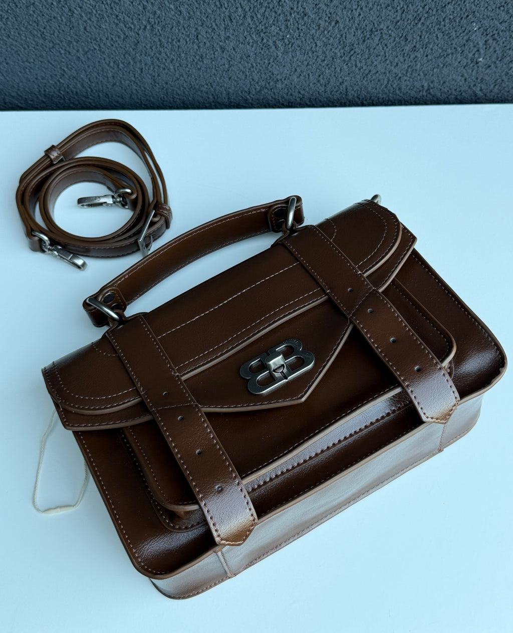 Brown Top Handle Crossbody Satchel Handbag