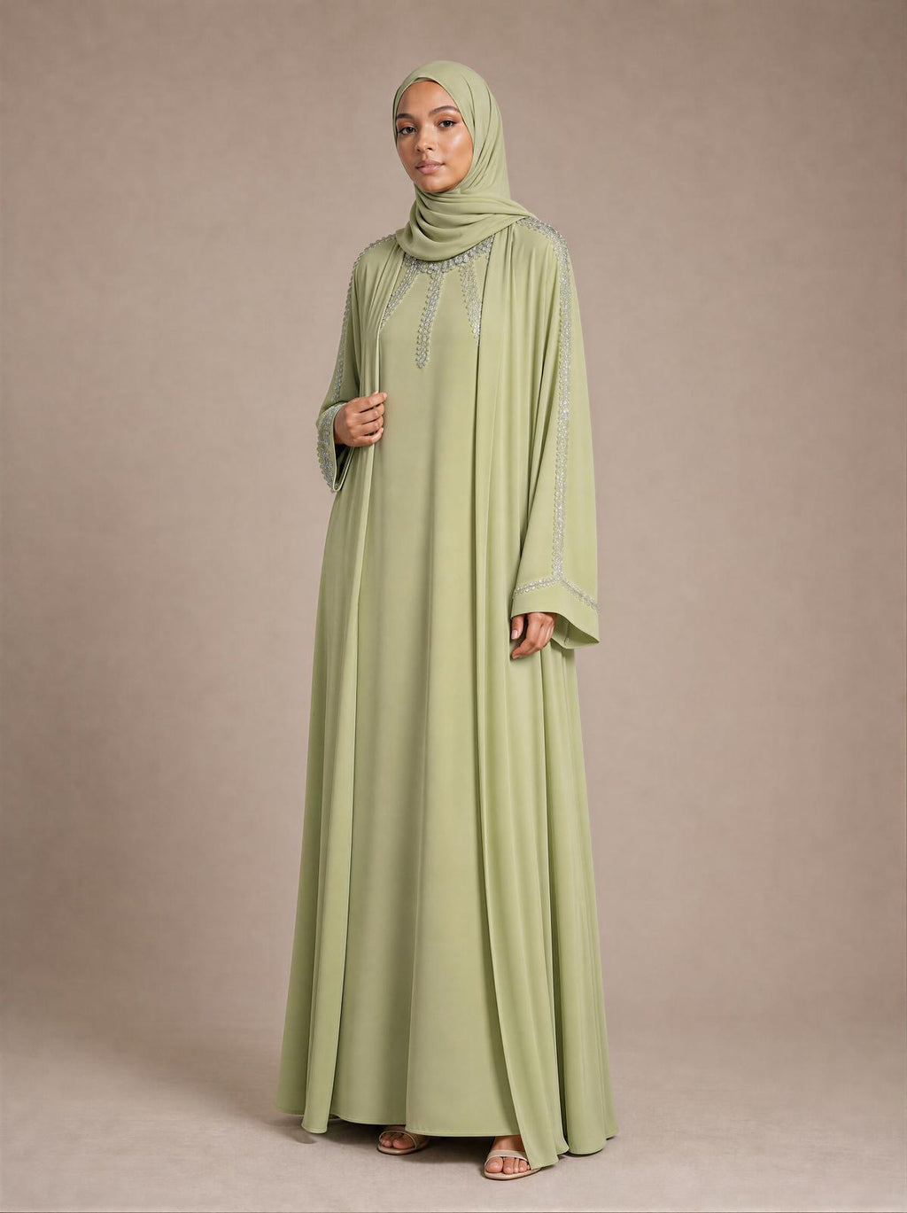 Layali Green Abaya with inner dress