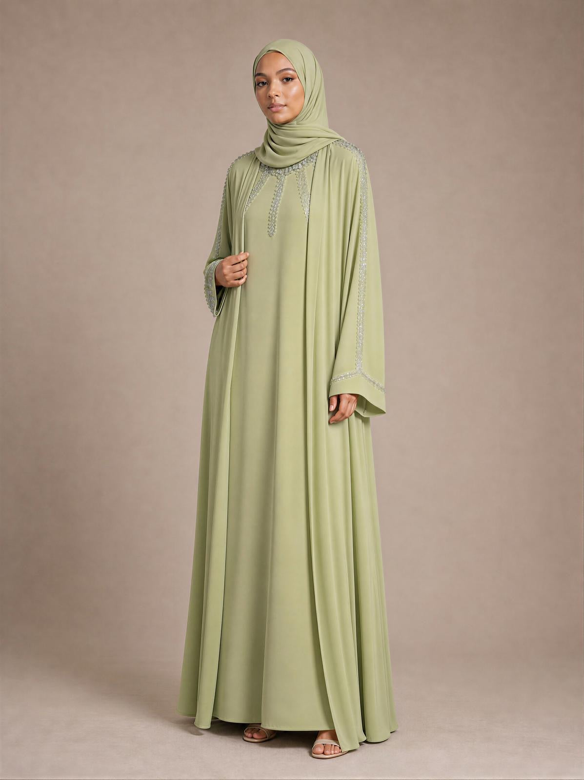 Layali Green Abaya with inner dress