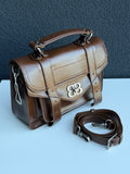 Brown Top Handle Crossbody Satchel Handbag