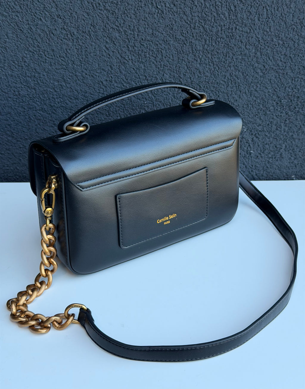 Camille Selin Black Top Handle Crossbody Handbag