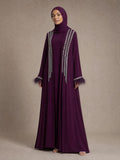 Ayla Feather Purple Abaya with inner dress