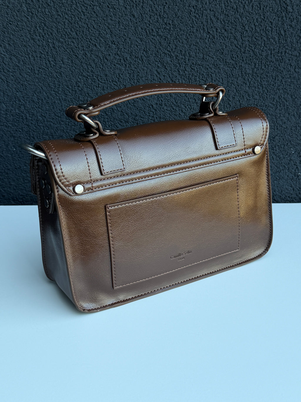 Brown Top Handle Crossbody Satchel Handbag