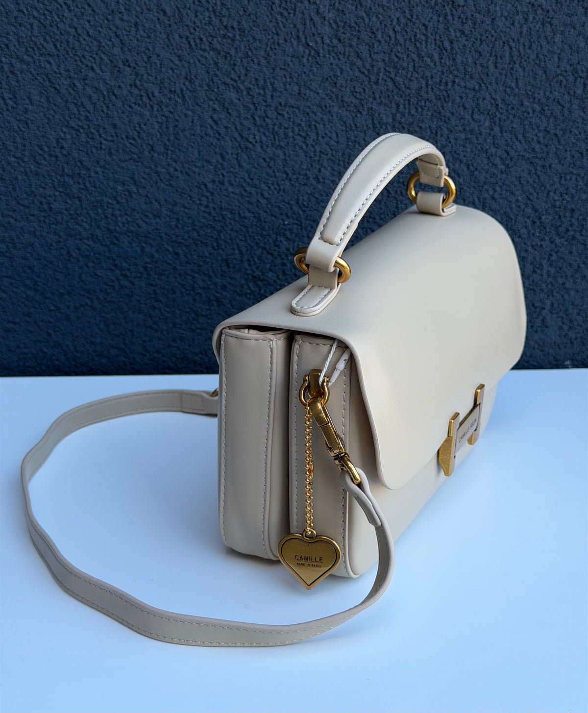 Camille Selin Beige Top Handle Crossbody Handbag