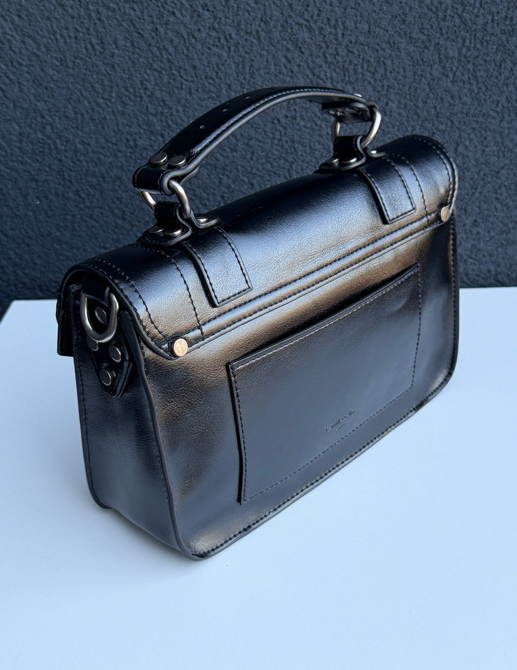 Black Top Handle Crossbody Satchel Bag