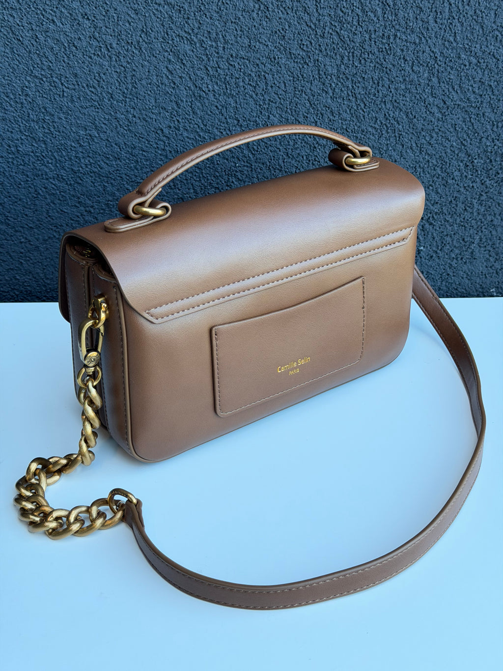 Camille Selin Brown Top Handle Crossbody Handbag