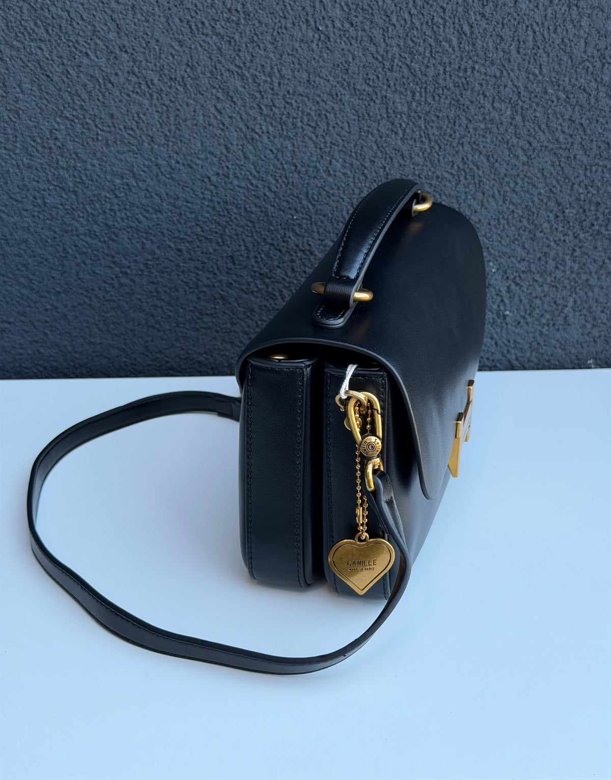 Camille Selin Black Top Handle Crossbody Handbag