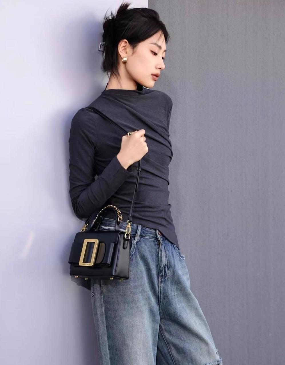 Black Top Handle Handbag