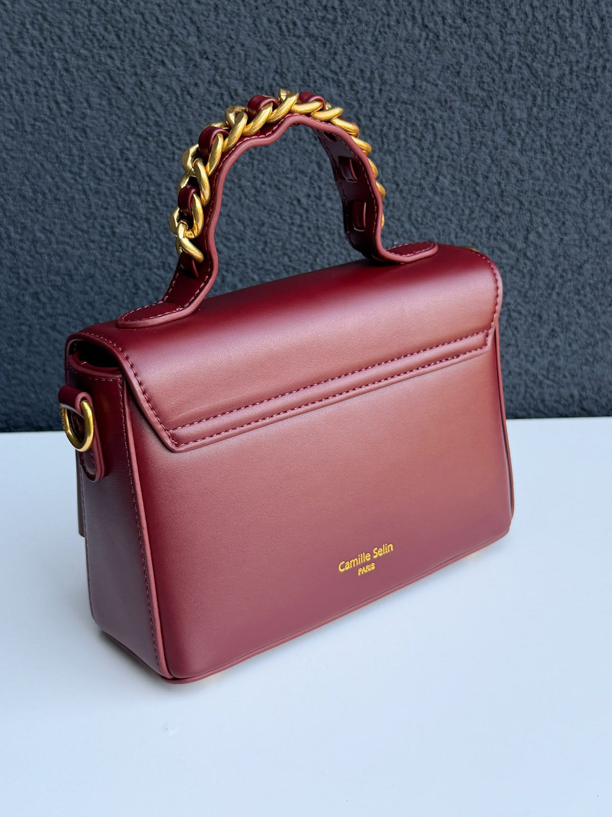 Camille Selin Burgundy Top Handle Bag