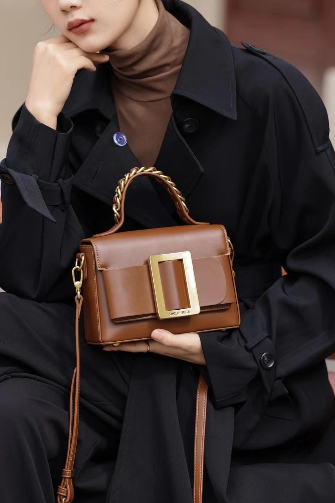 Camille Selin Brown Top Handle Bag