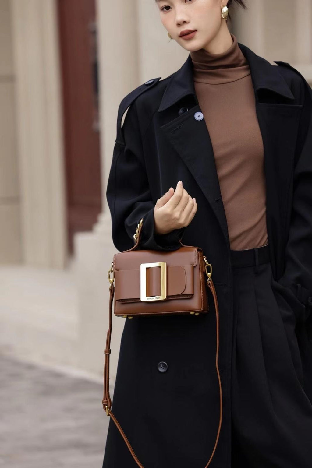 Camille Selin Brown Top Handle Bag